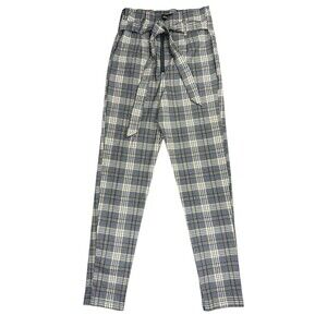 Like An Angel Women’s Belted Front Ankle Trousers Pants Large Plaid Y2K Inspired